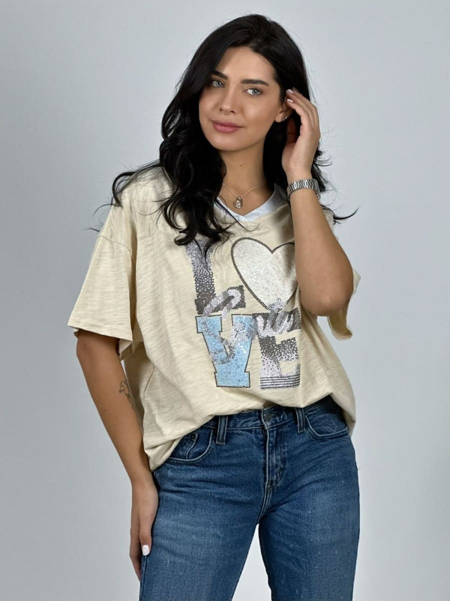 Polera Algodon Love SANTA Brillante A2-596