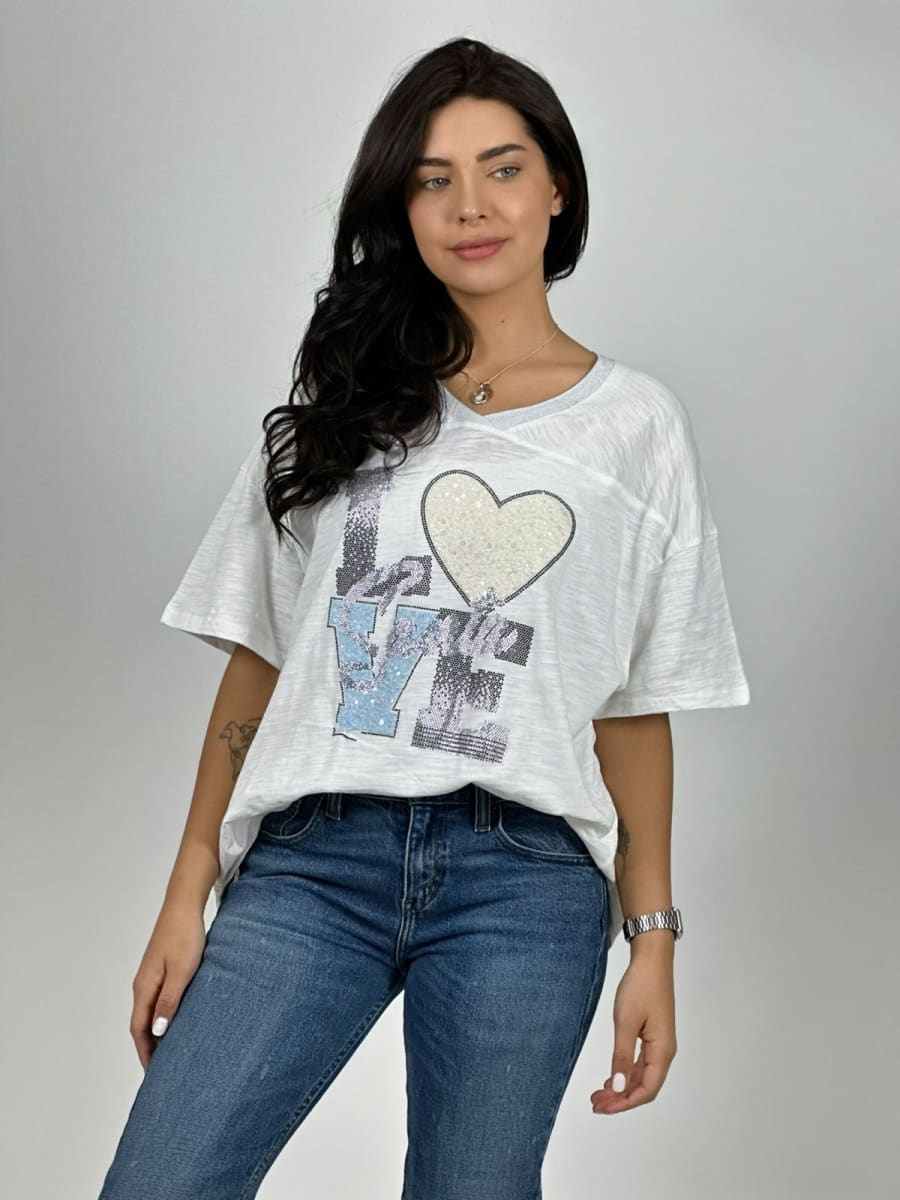 Polera Algodon Love SANTA Brillante A2-592