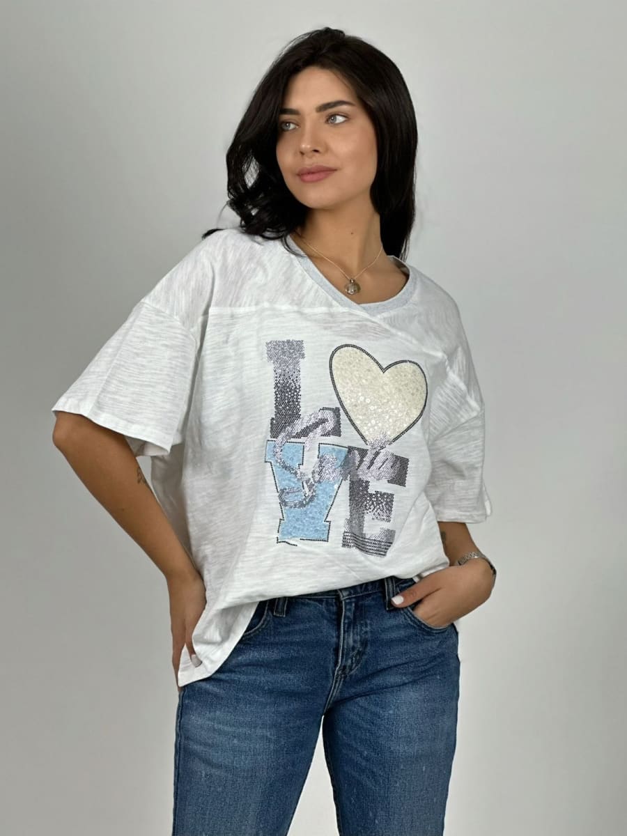 Polera Algodon Love SANTA Brillante A2-591