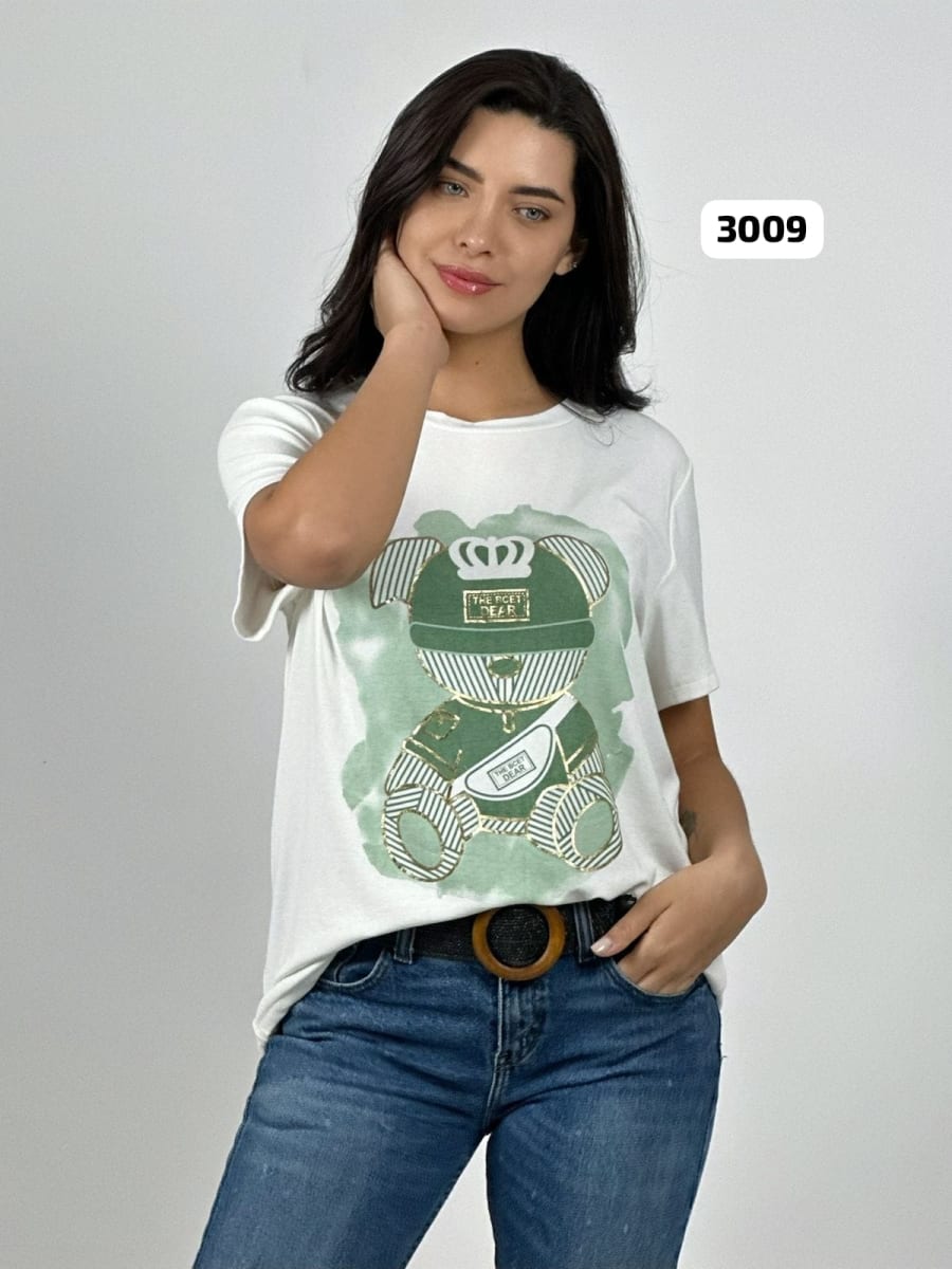 Polera Casual Algodon Gran Oso Lineal A4-861