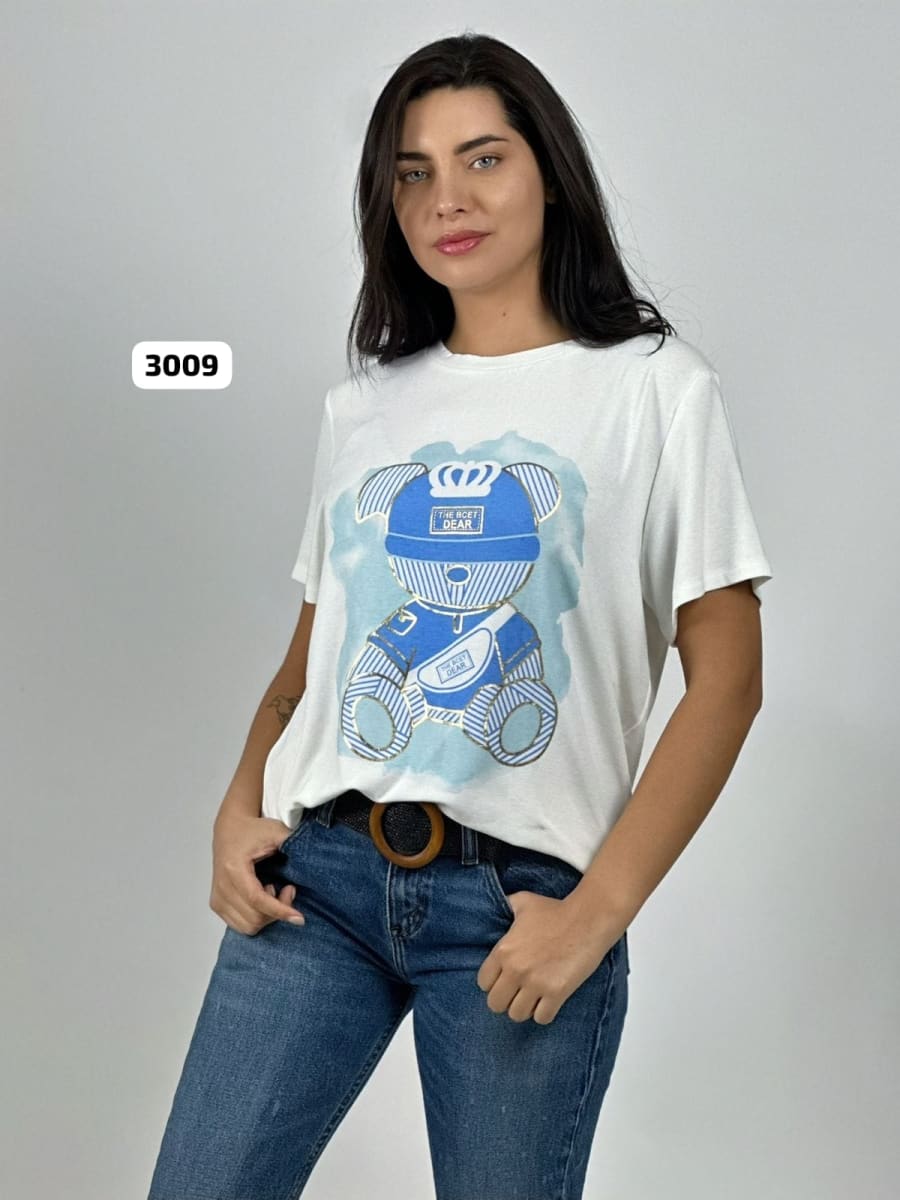 Polera Casual Algodon Gran Oso Lineal A4-865