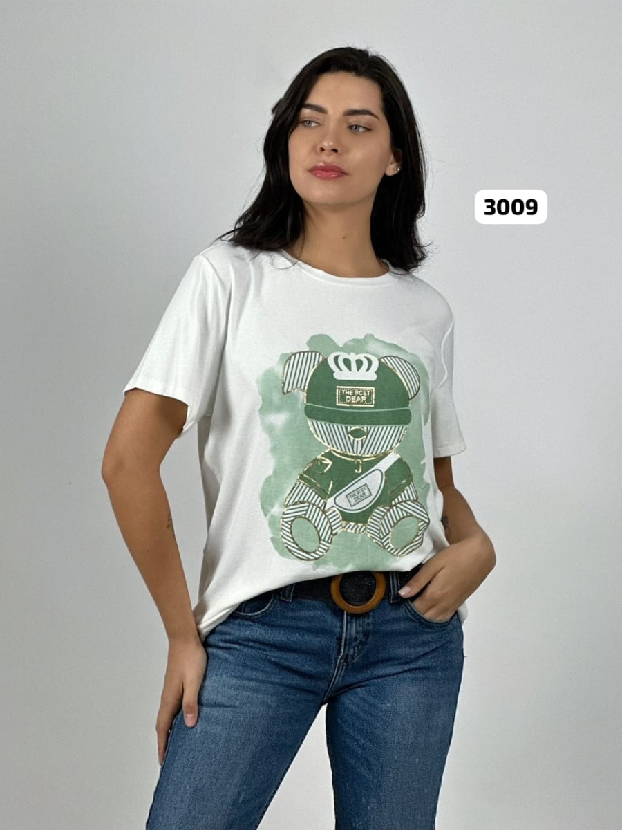 Polera Casual Algodon Gran Oso Lineal A4-862