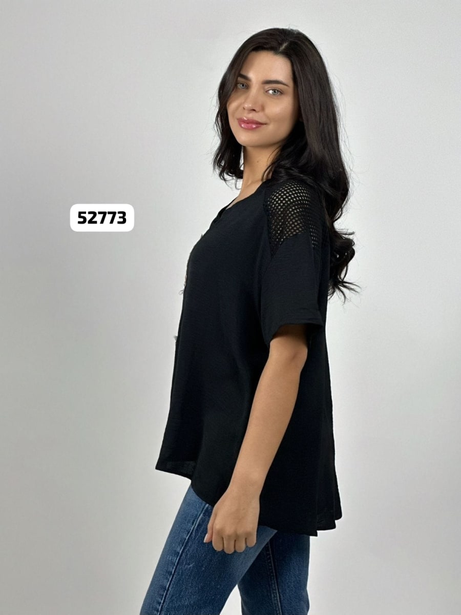 Polera Crepe Triple Estrella Hombro y Dorso Tejido A4-876