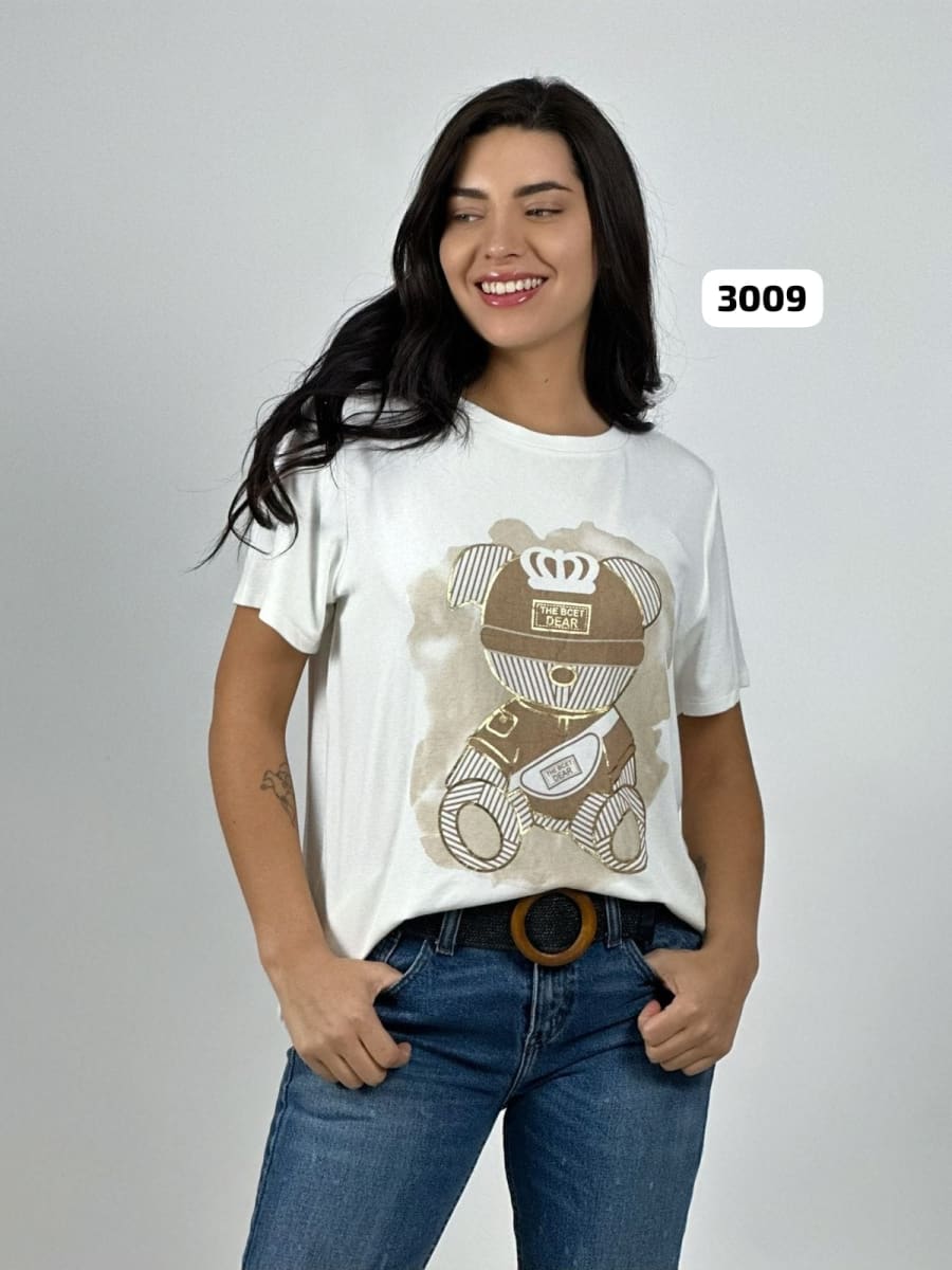 Polera Casual Algodon Gran Oso Lineal A4-8611