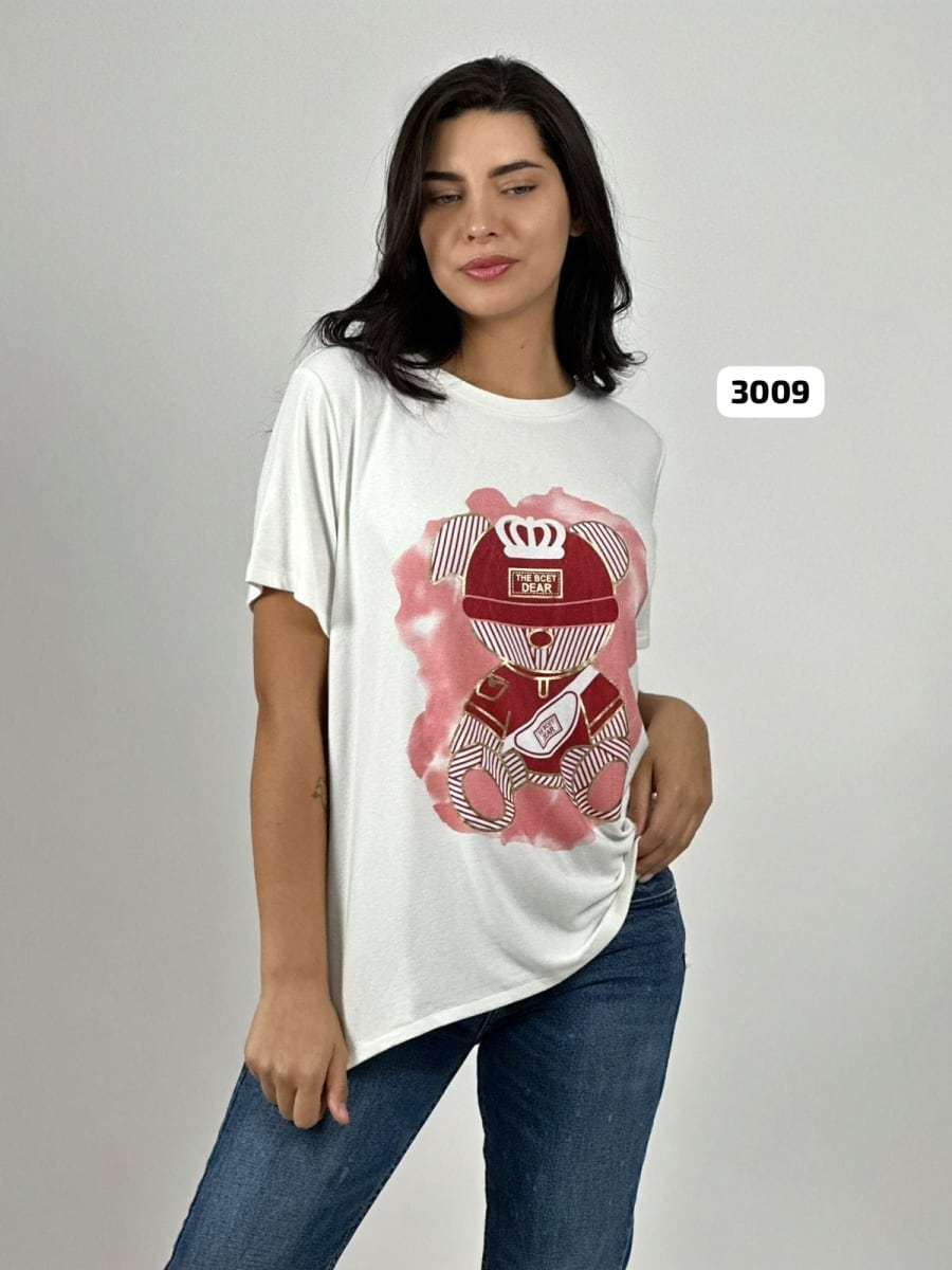 Polera Casual Algodon Gran Oso Lineal A4-868