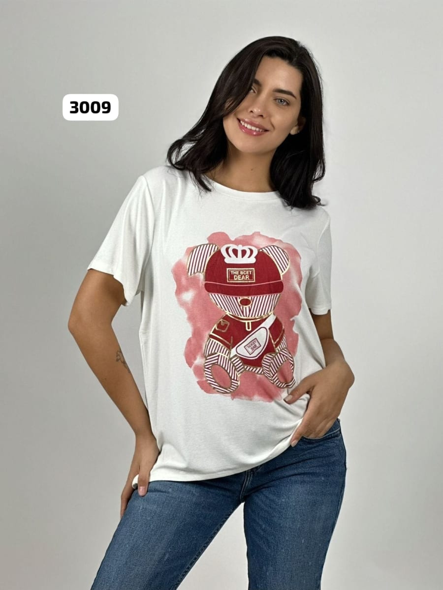 Polera Casual Algodon Gran Oso Lineal A4-867