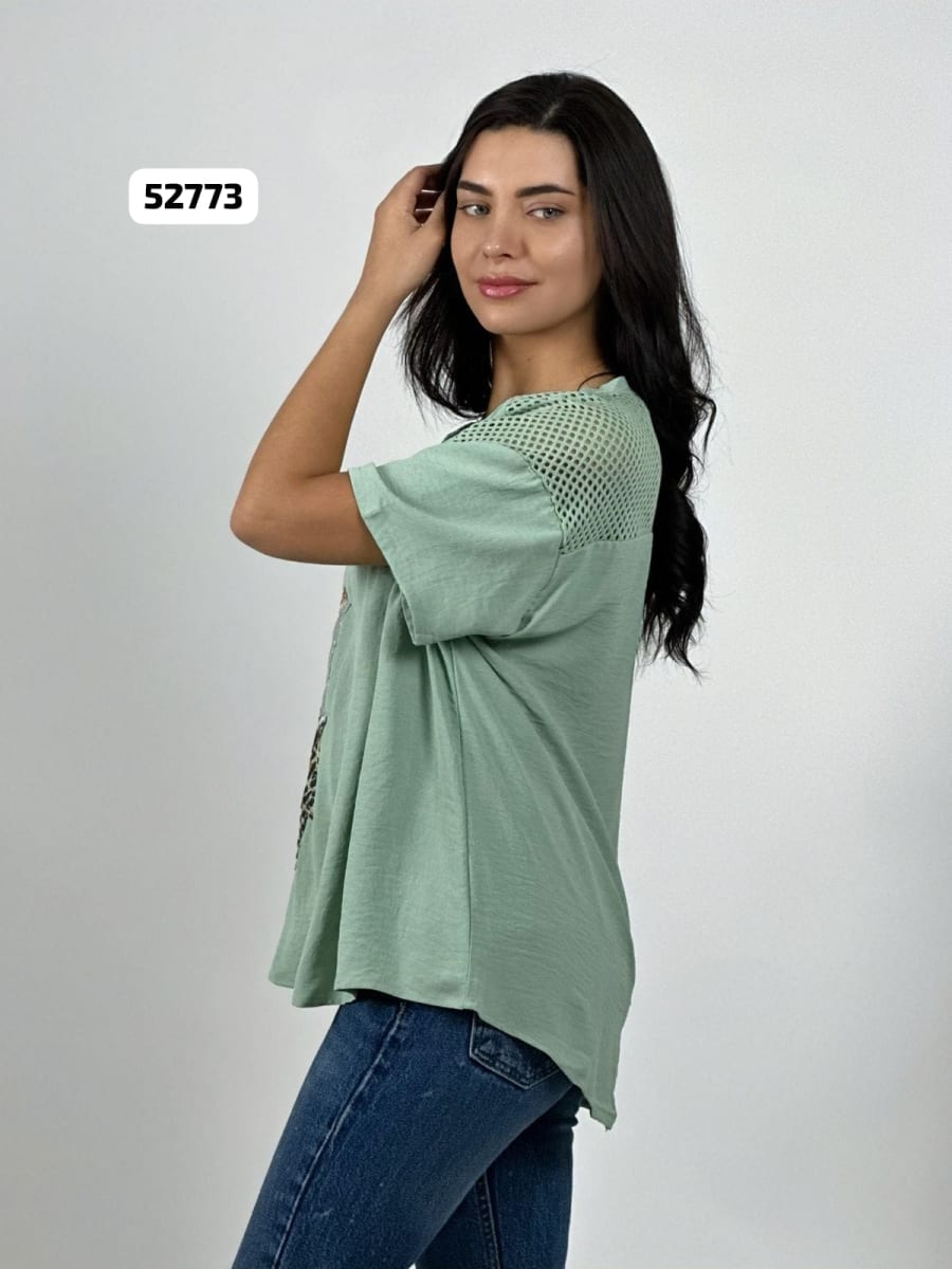 Polera Crepe Triple Estrella Hombro y Dorso Tejido A4-8711