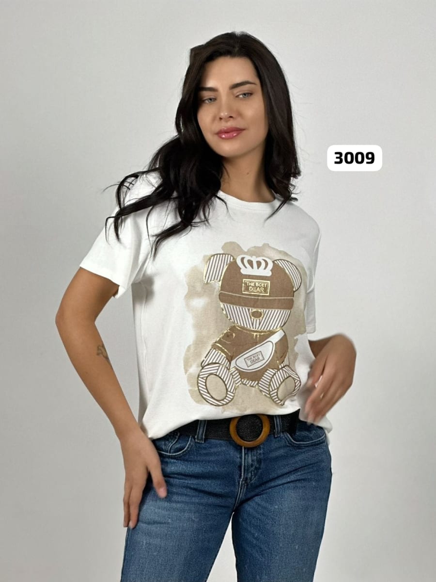 Polera Casual Algodon Gran Oso Lineal A4-8610