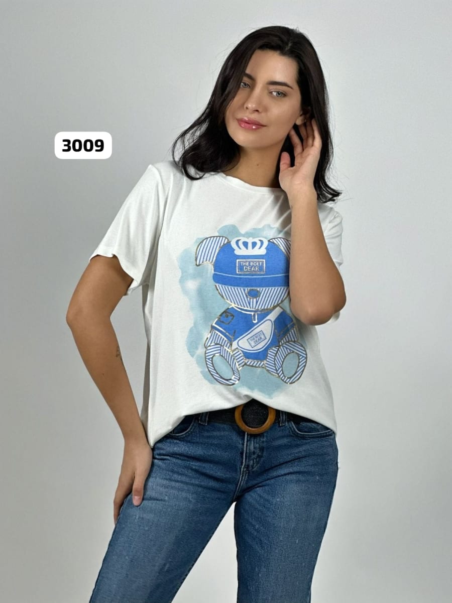 Polera Casual Algodon Gran Oso Lineal A4-864