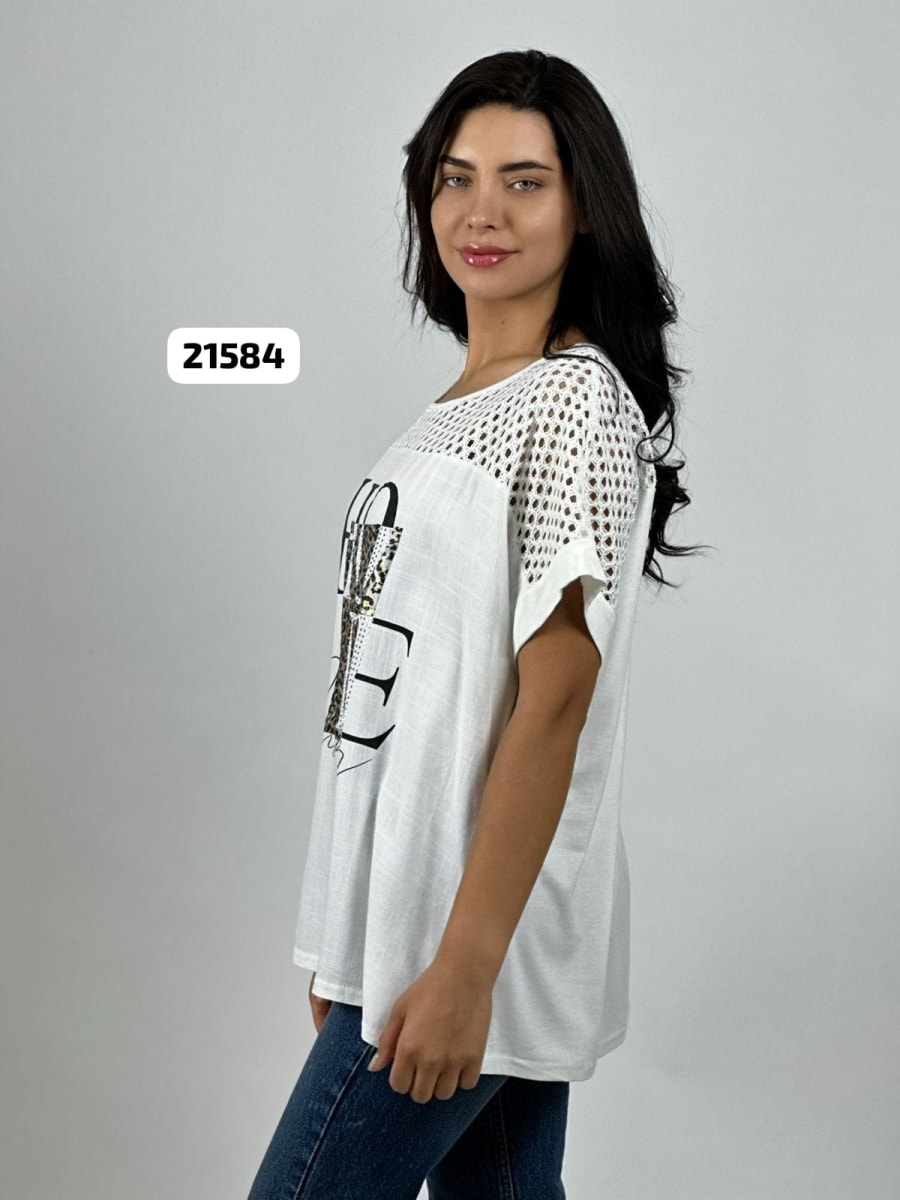 Polera Lino Parte Tejida HOPE Print A4-8613