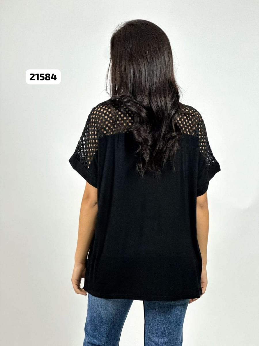 Polera Lino Parte Tejida HOPE Print A4-864