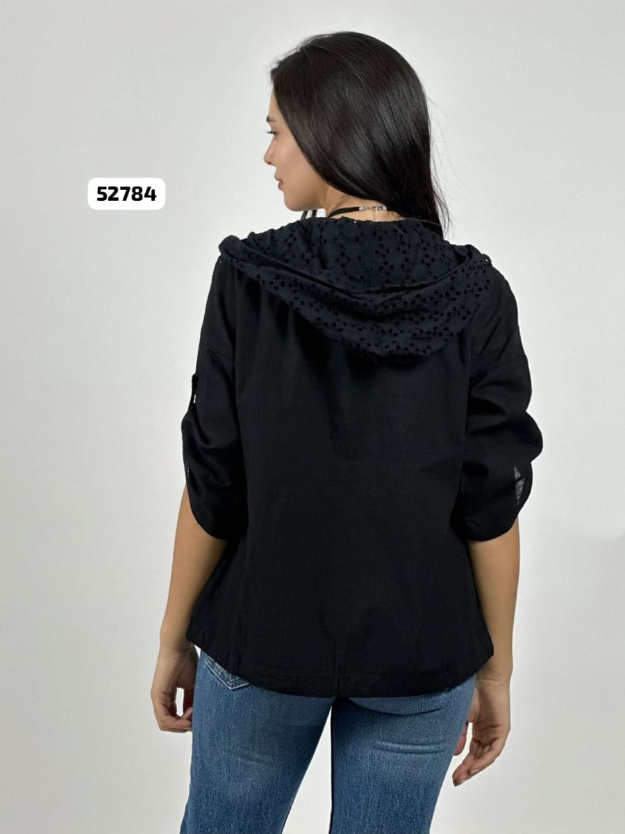 Blusa Lino Diseño Encaje con Capucha A3-646