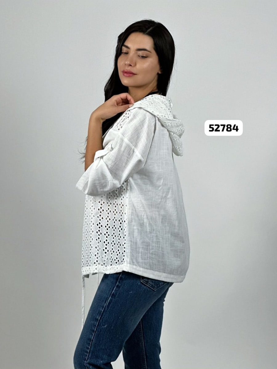 Blusa Lino Diseño Encaje con Capucha A3-648