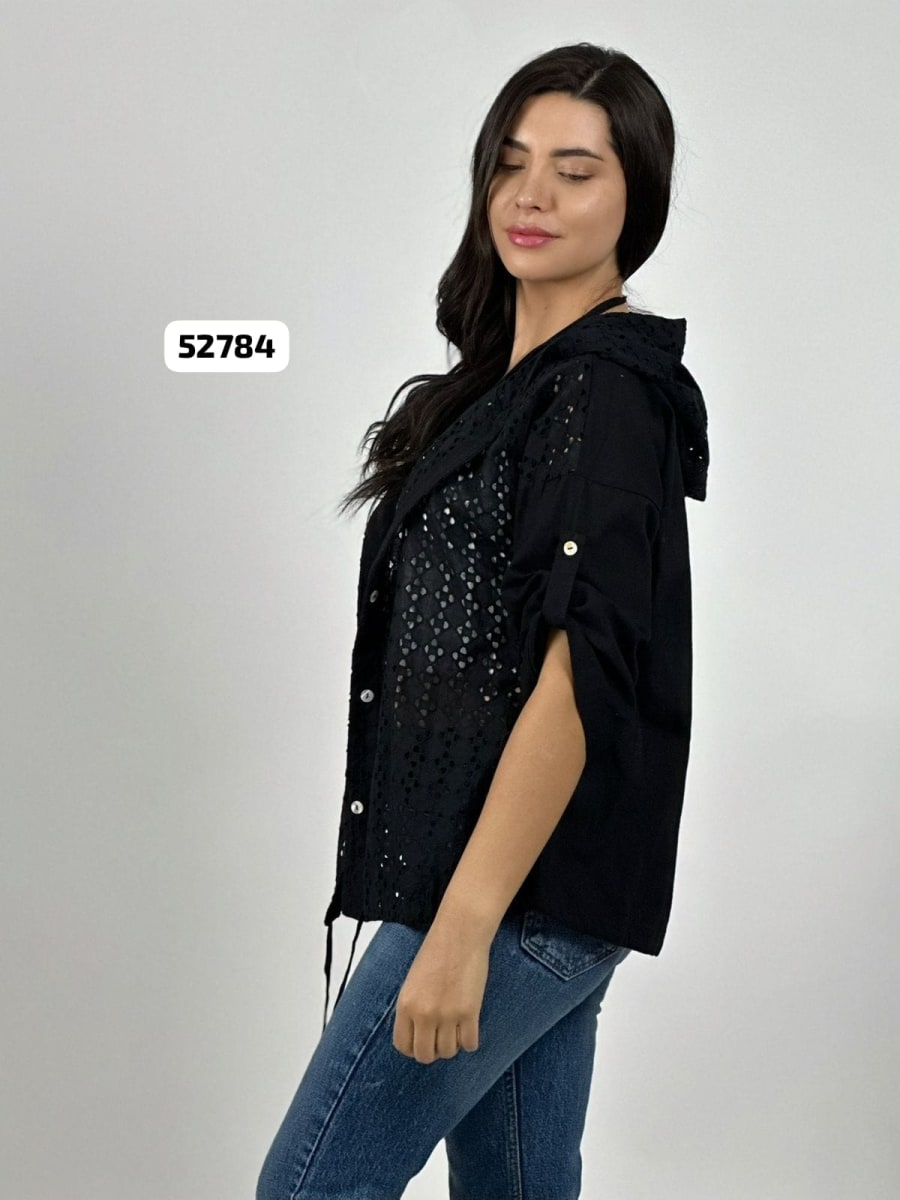 Blusa Lino Diseño Encaje con Capucha A3-645