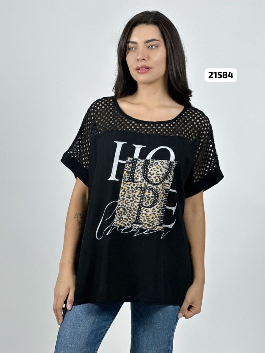 Polera Lino Parte Tejida HOPE Print A4-86 2