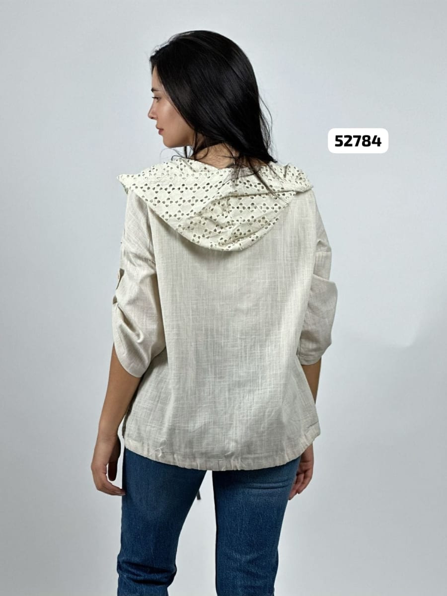 Blusa Lino Diseño Encaje con Capucha A3-643