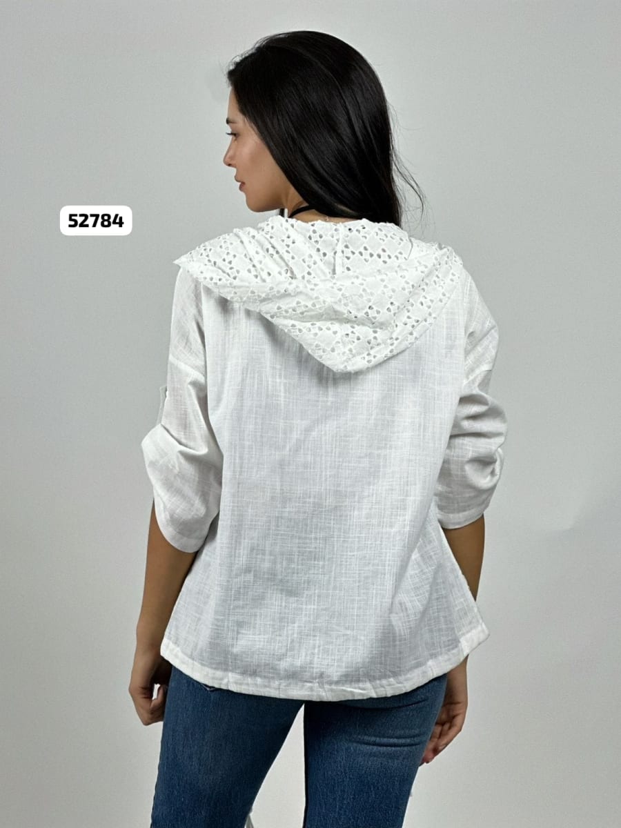 Blusa Lino Diseño Encaje con Capucha A3-649