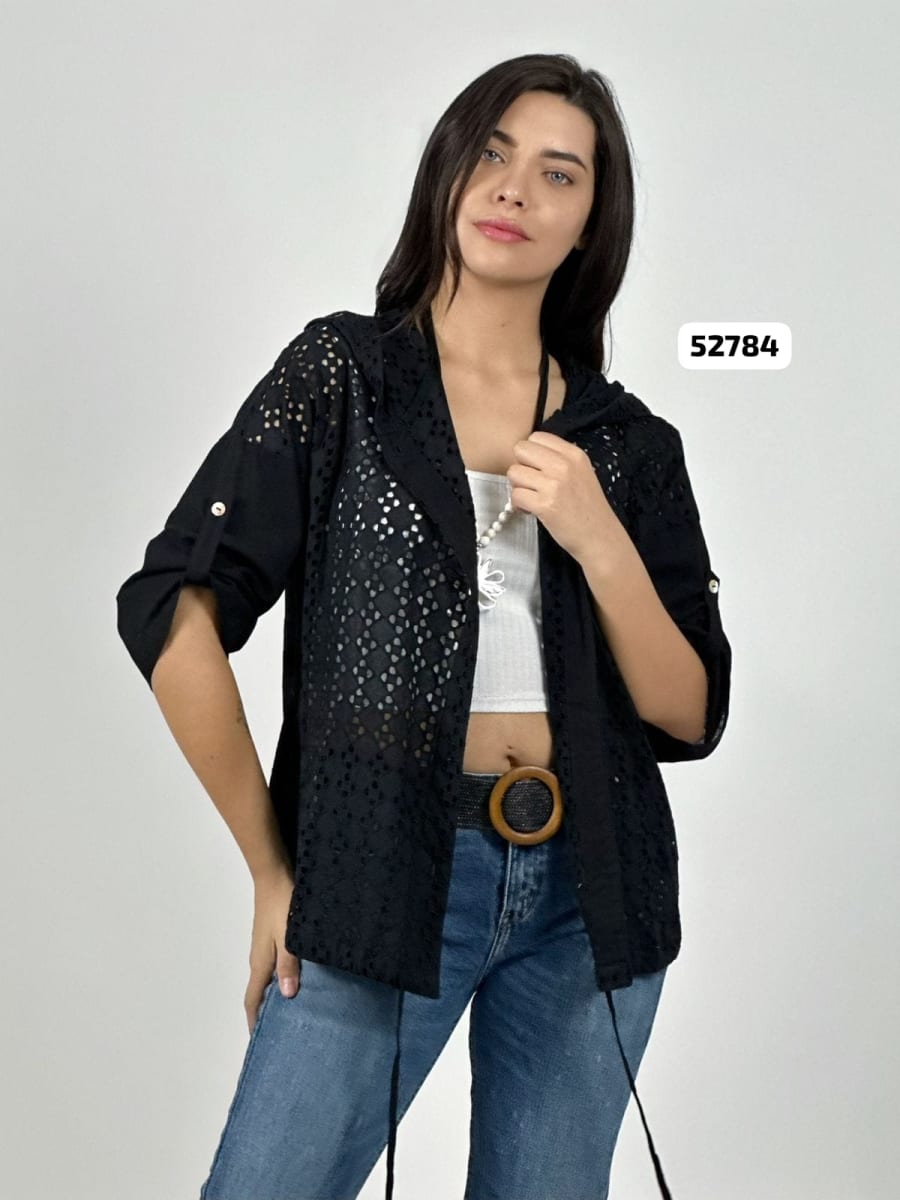 Blusa Lino Diseño Encaje con Capucha A3-644