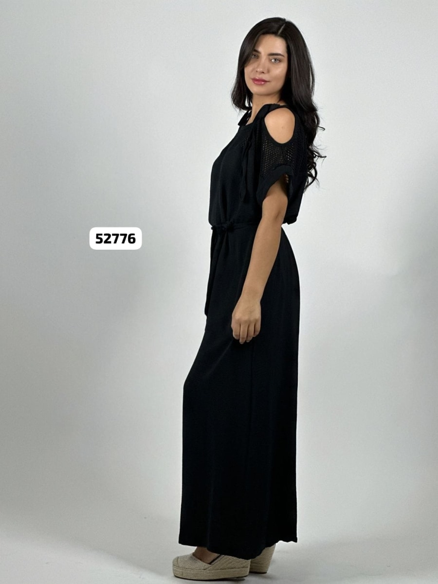 Enterito Crepe con Cinturon Encaje S/Hombros A4-833