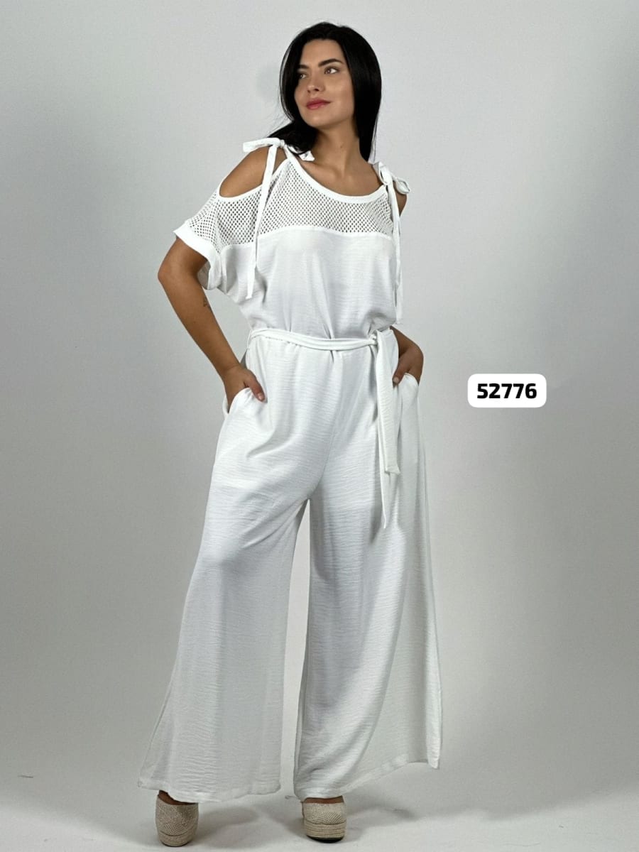 Enterito Crepe con Cinturon Encaje S/Hombros A4-836