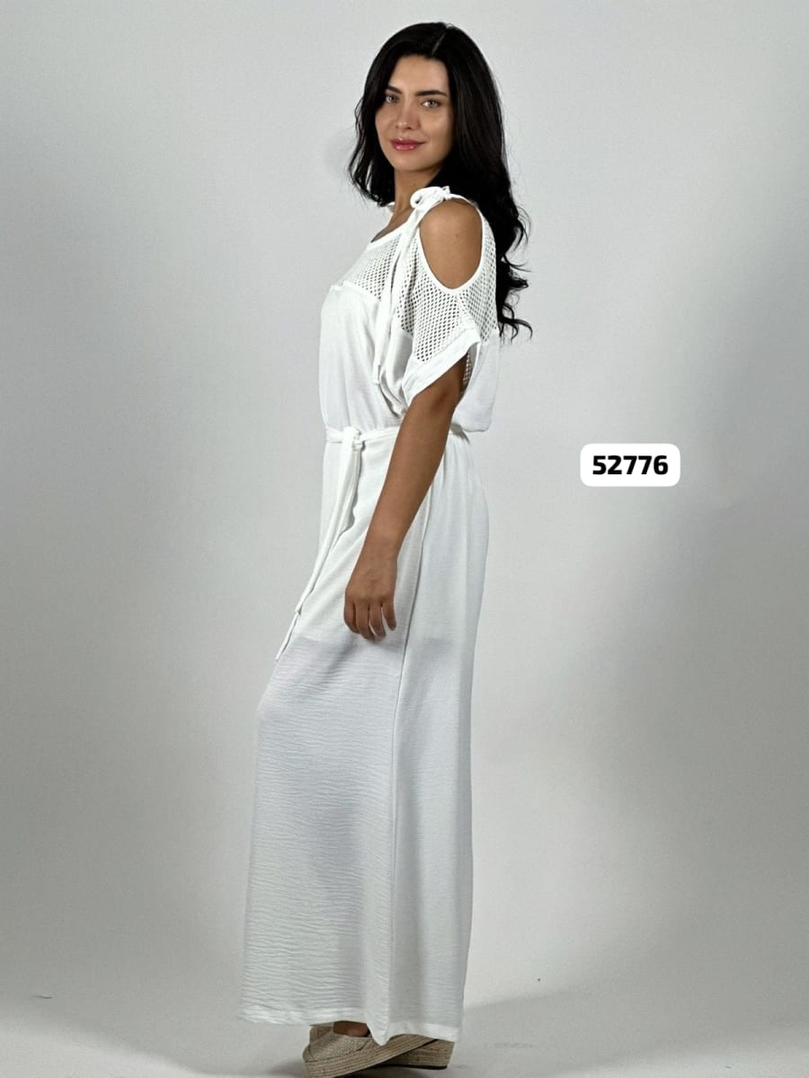 Enterito Crepe con Cinturon Encaje S/Hombros A4-837