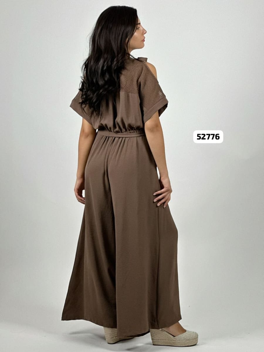 Enterito Crepe con Cinturon Encaje S/Hombros A4-8310