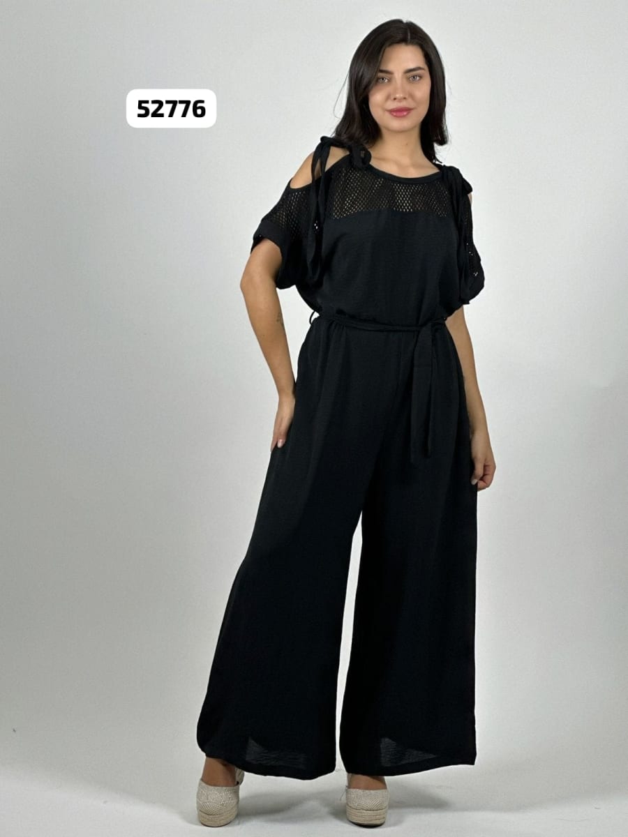 Enterito Crepe con Cinturon Encaje S/Hombros A4-831