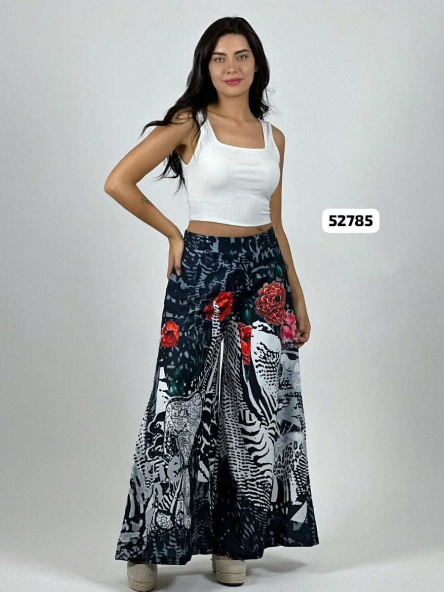 Palazzo Satin Estampado Rosas Snoopy Comic A4-831