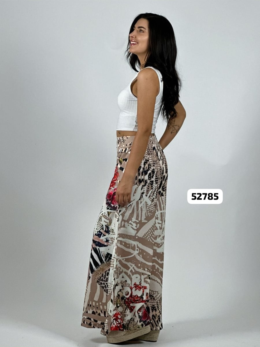 Palazzo Satin Estampado Rosas Snoopy Comic A4-8312