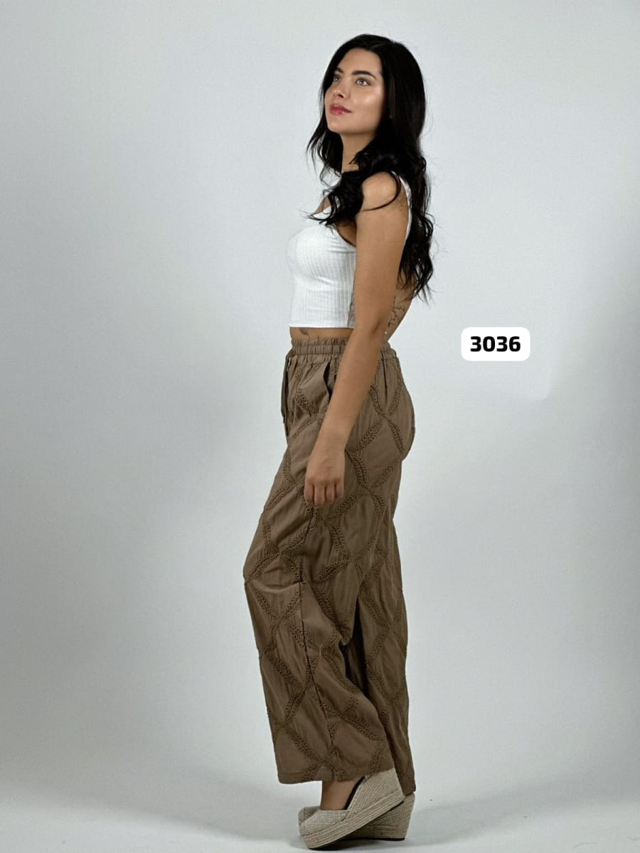 Palazzo Crepe Costuras de Eslabones A4-852