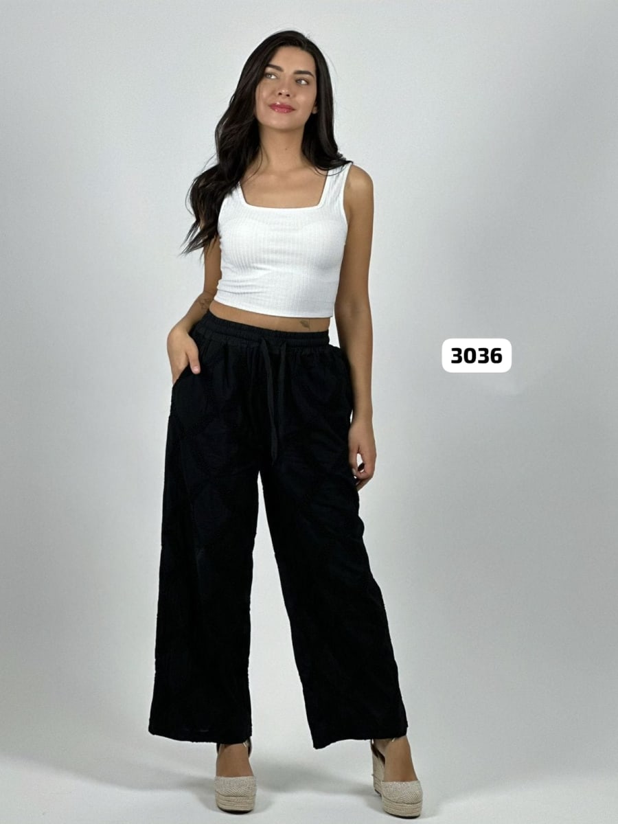 Palazzo Crepe Costuras de Eslabones A4-854