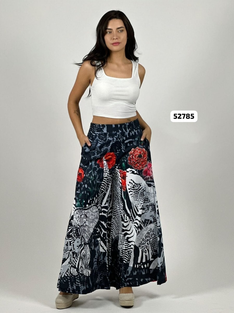 Palazzo Satin Estampado Rosas Snoopy Comic A4-832