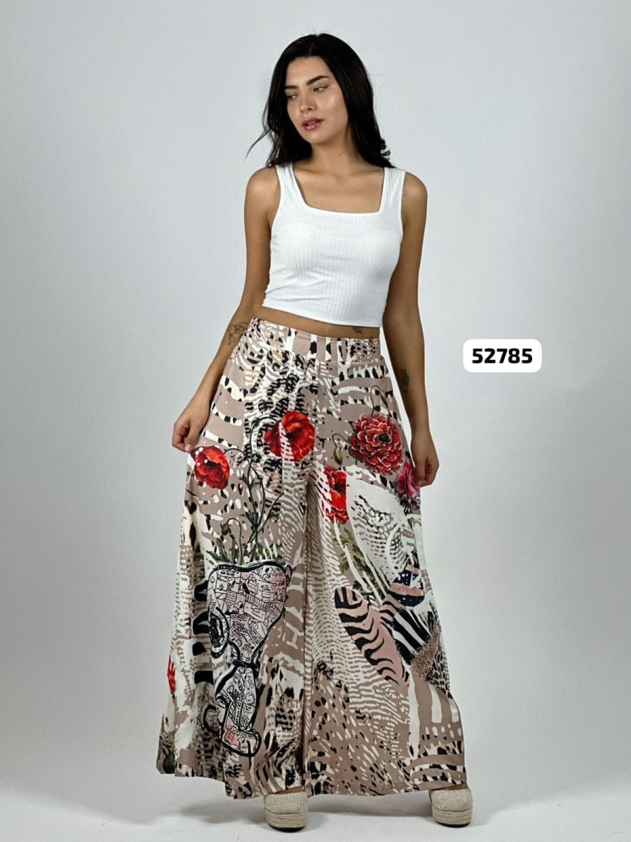 Palazzo Satin Estampado Rosas Snoopy Comic A4-8311