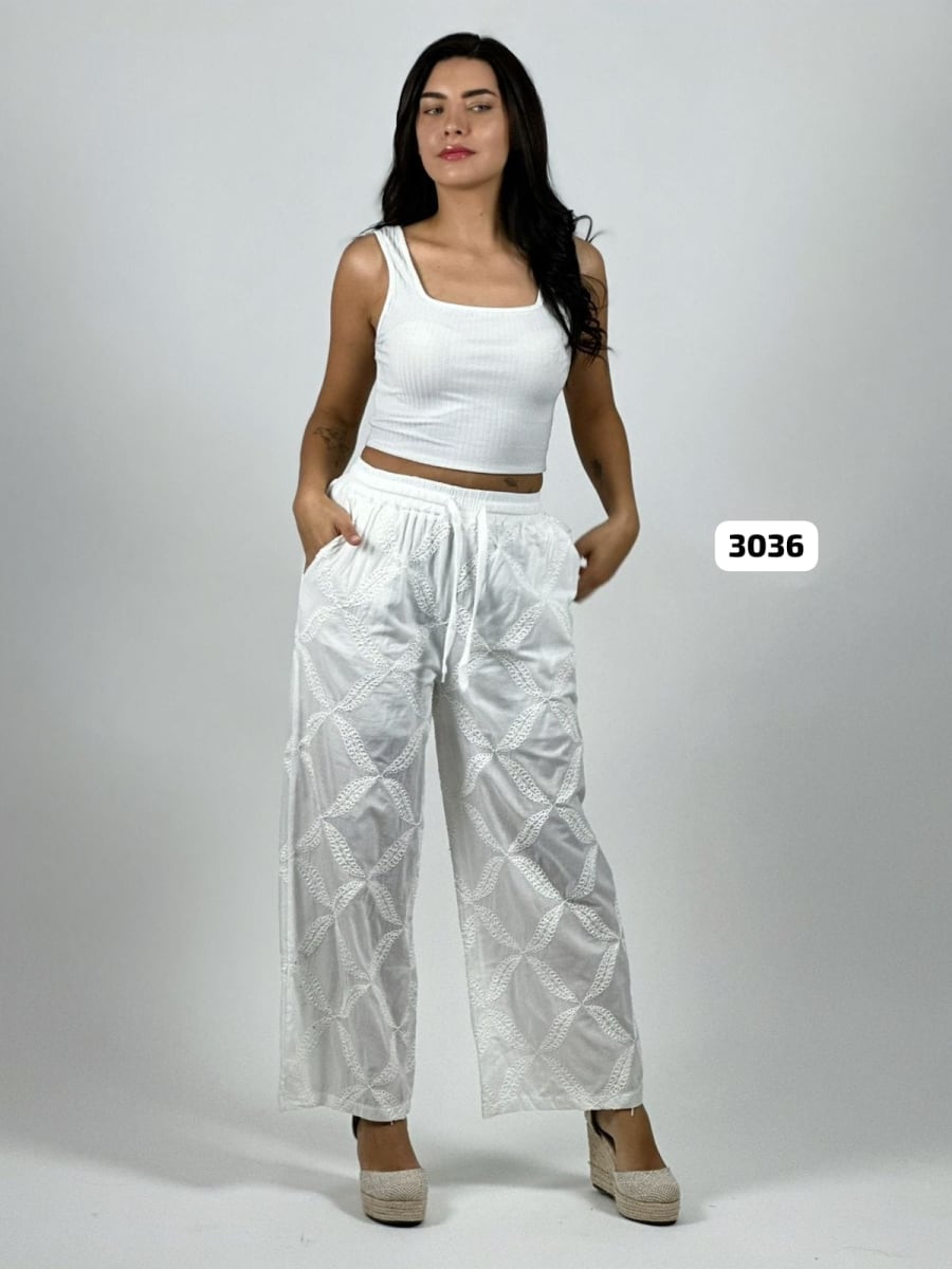 Palazzo Crepe Costuras de Eslabones A4-8510