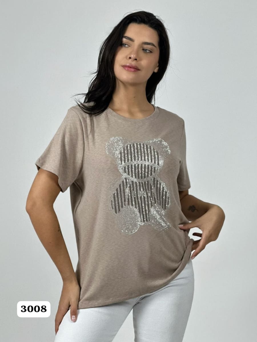 Polera Algodon Casual Oso Brillante A1-392
