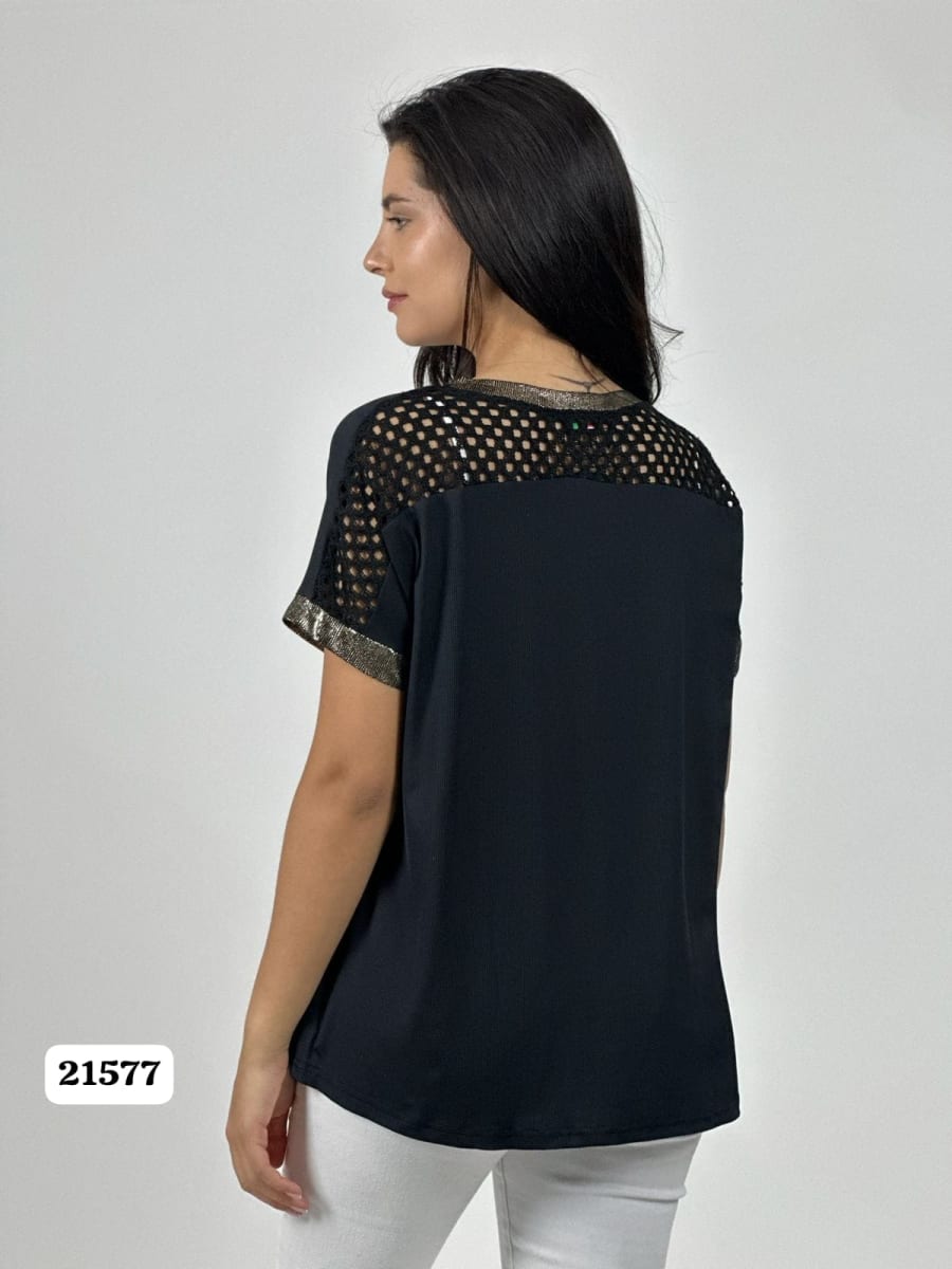 Polera Algodon Dorso Tejido Oso Brillos MIU MIU MIU A1-313