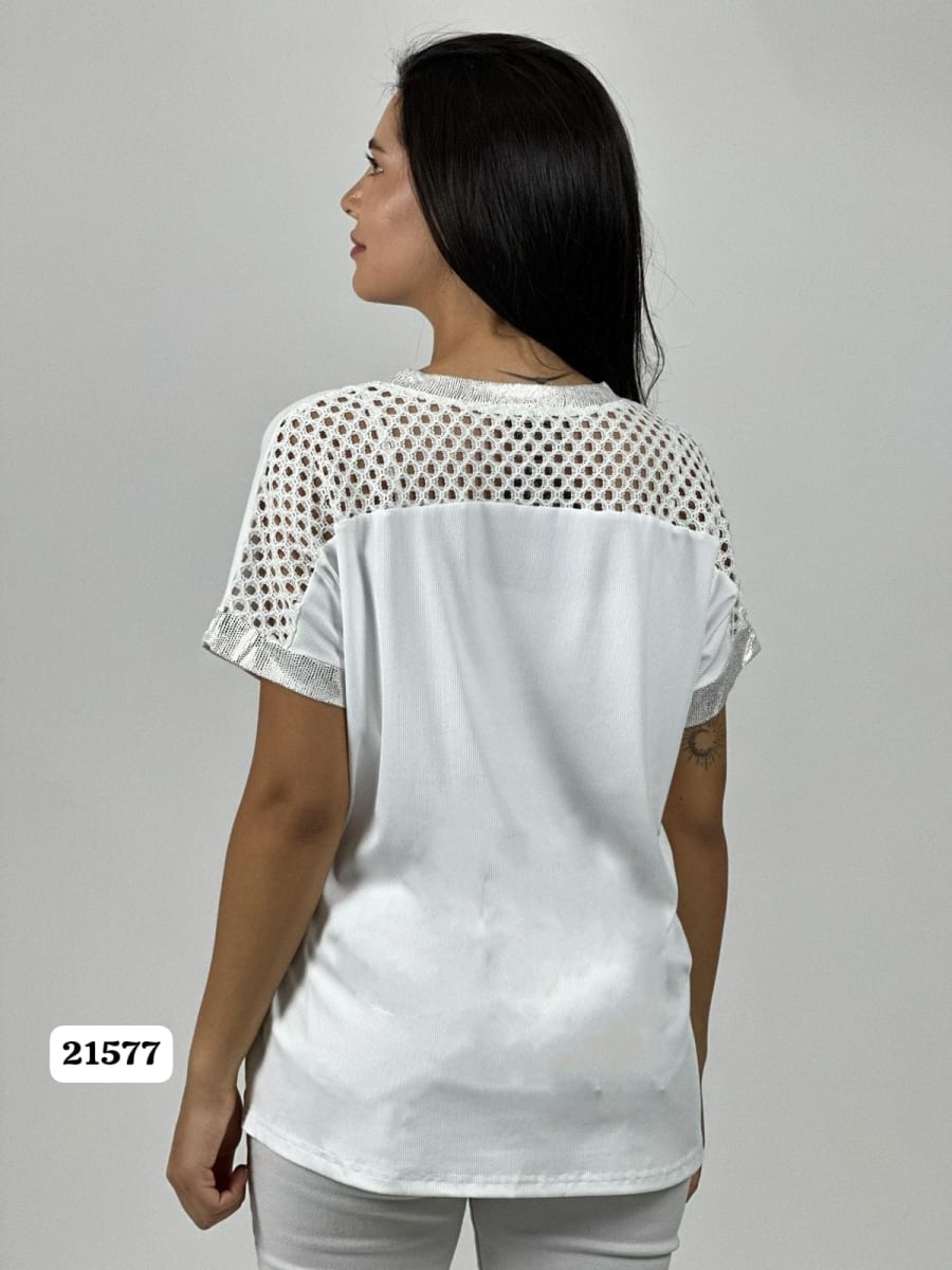 Polera Algodon Dorso Tejido Oso Brillos MIU MIU MIU A1-319