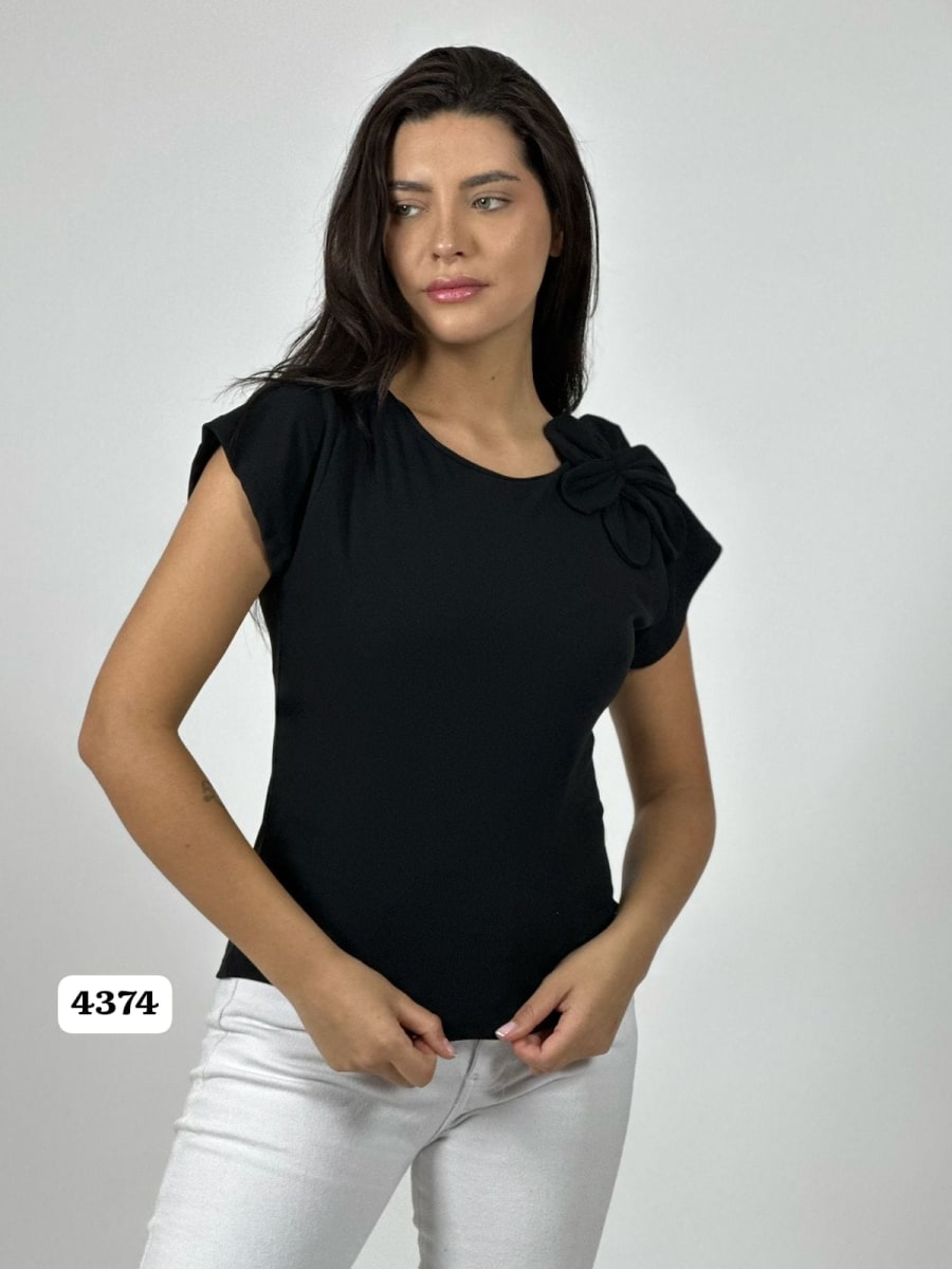 Polera C/Manga Casual Flor Hombro Izquierdo A3-774