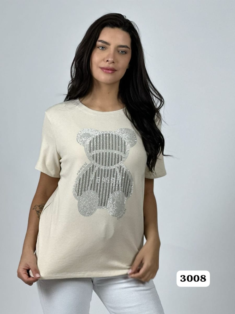 Polera Algodon Casual Oso Brillante A1-3910