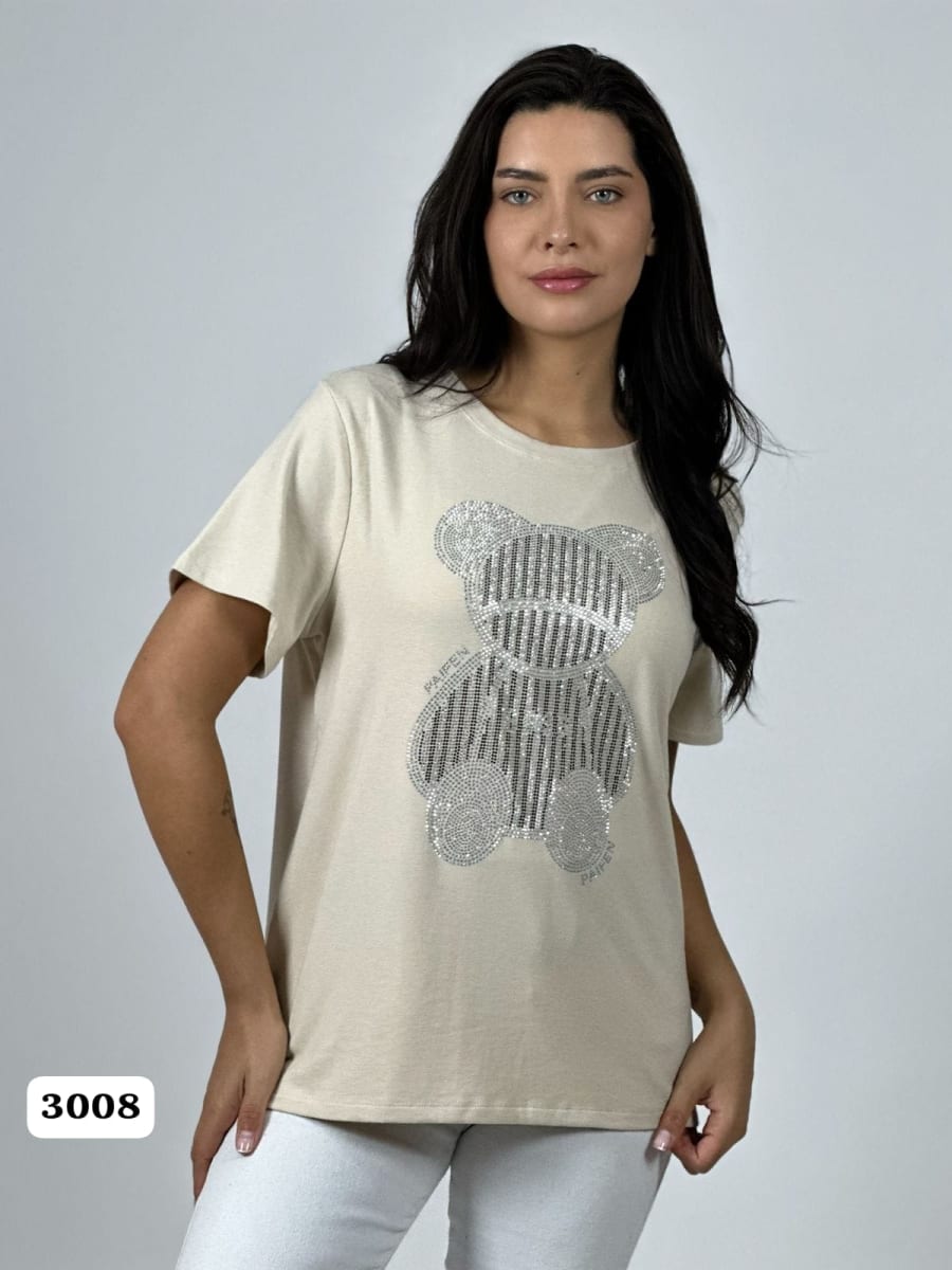 Polera Algodon Casual Oso Brillante A1-3911