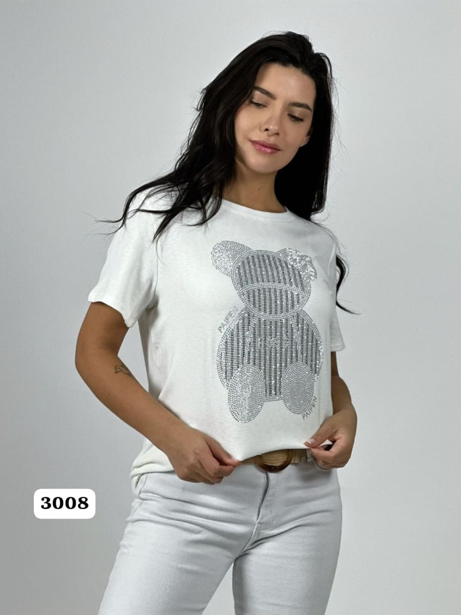 Polera Algodon Casual Oso Brillante A1-395