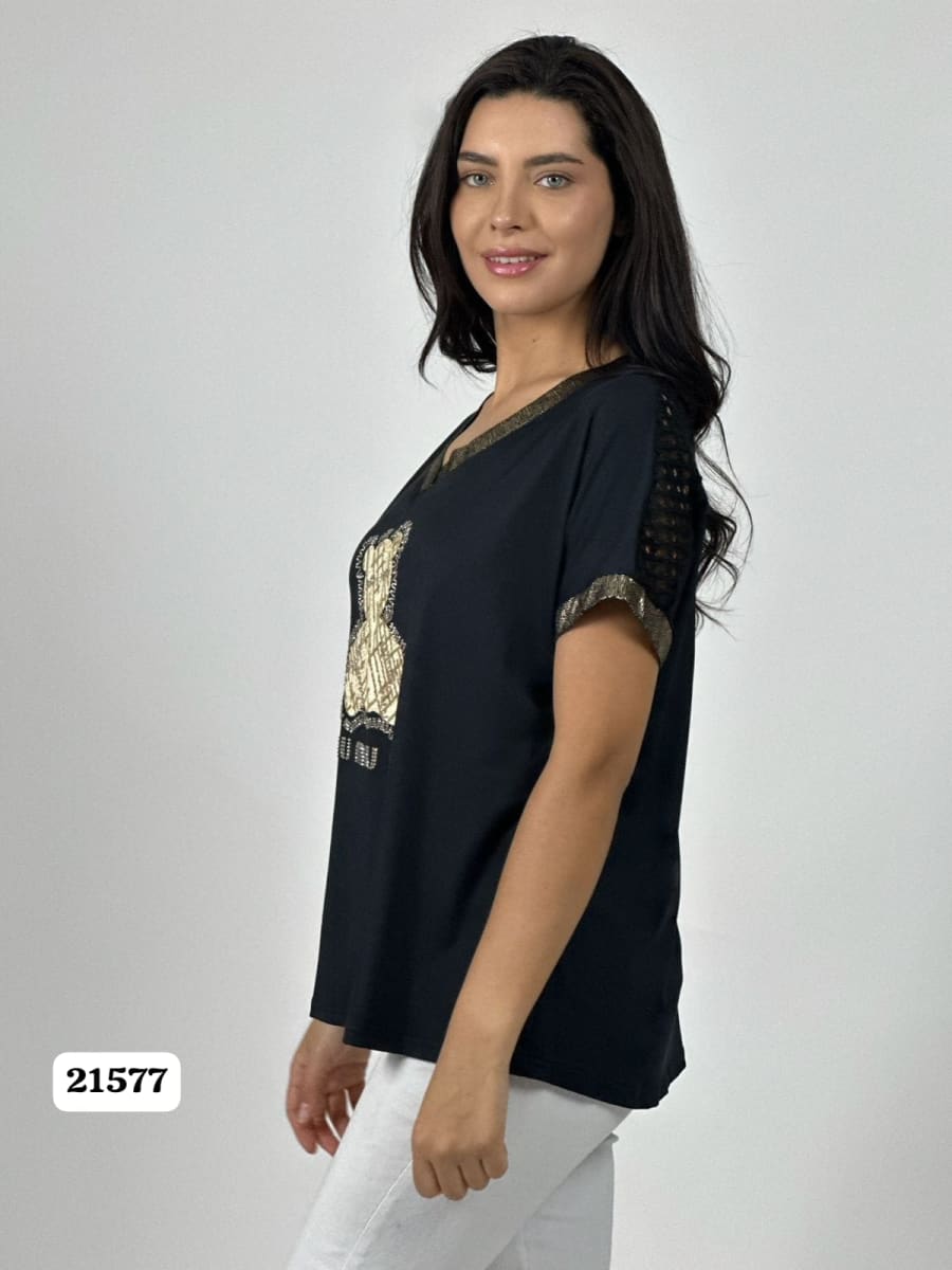 Polera Algodon Dorso Tejido Oso Brillos MIU MIU MIU A1-312