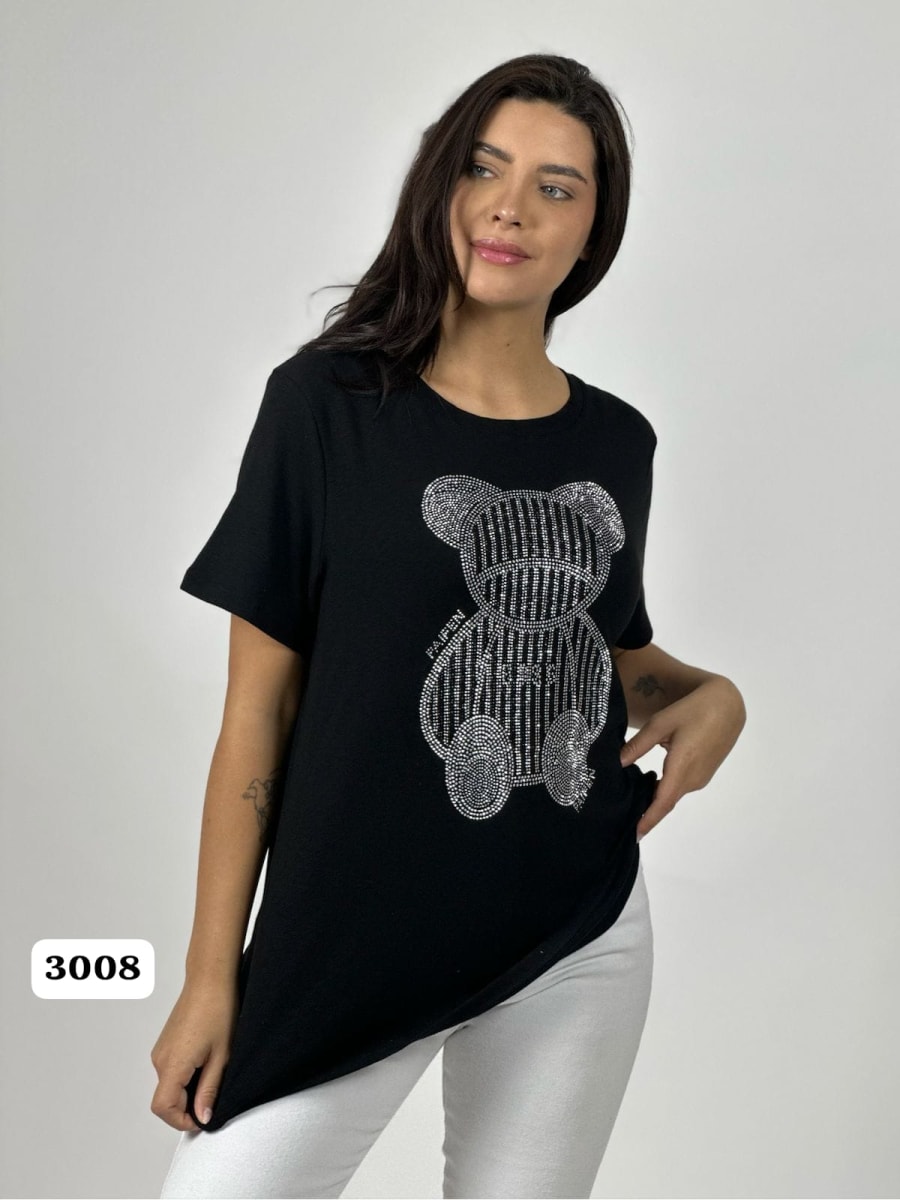 Polera Algodon Casual Oso Brillante A1-397