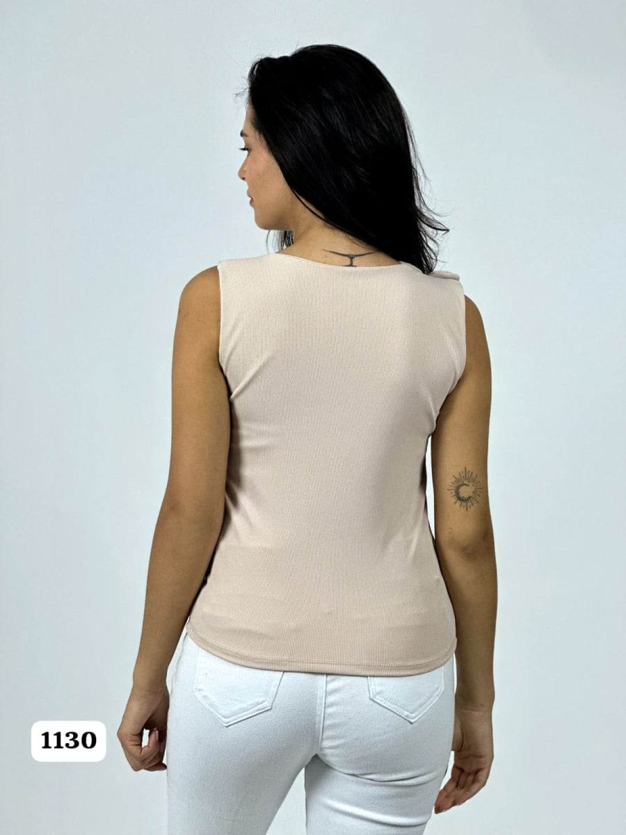 Polera Casual S/Mangas Flor en Hombros A3-762