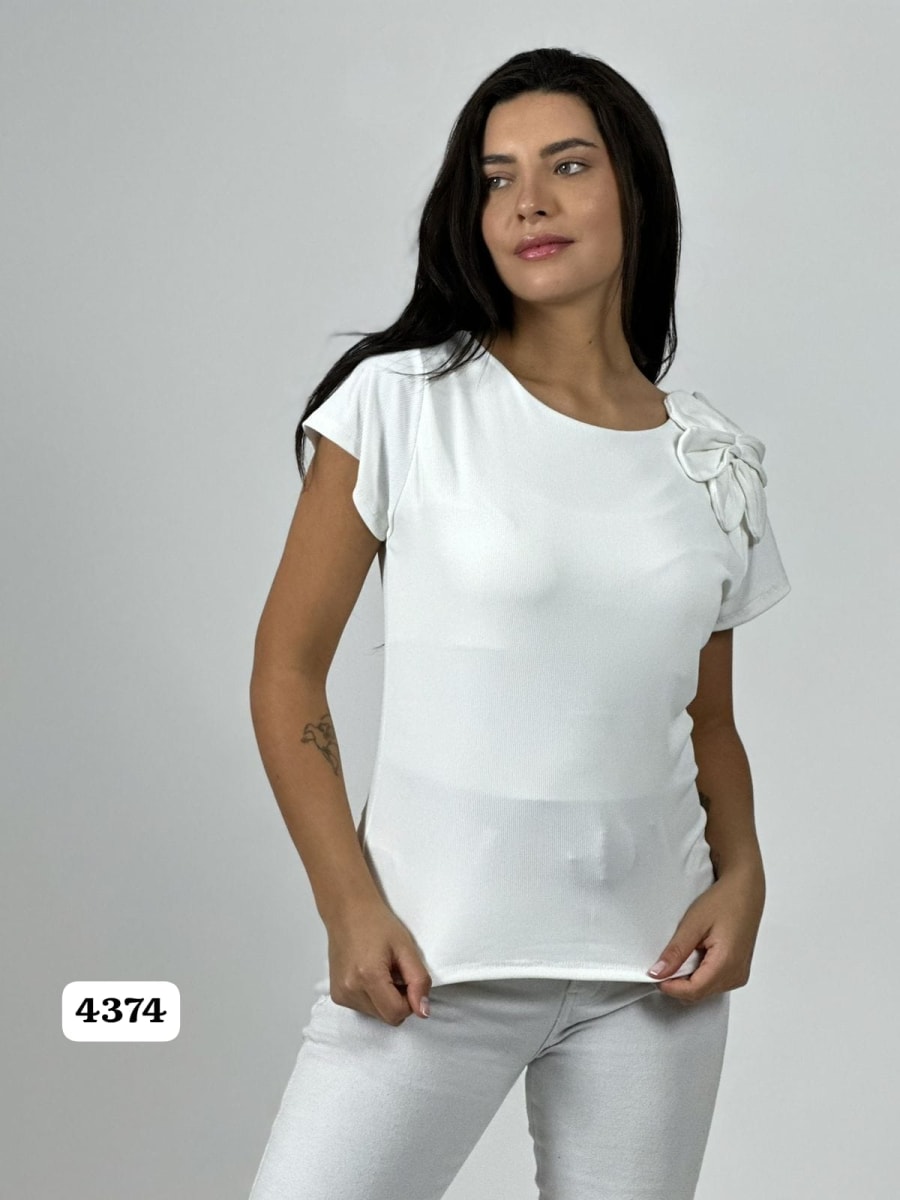 Polera C/Manga Casual Flor Hombro Izquierdo A3-778