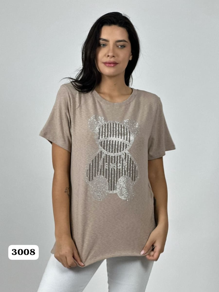 Polera Algodon Casual Oso Brillante A1-391