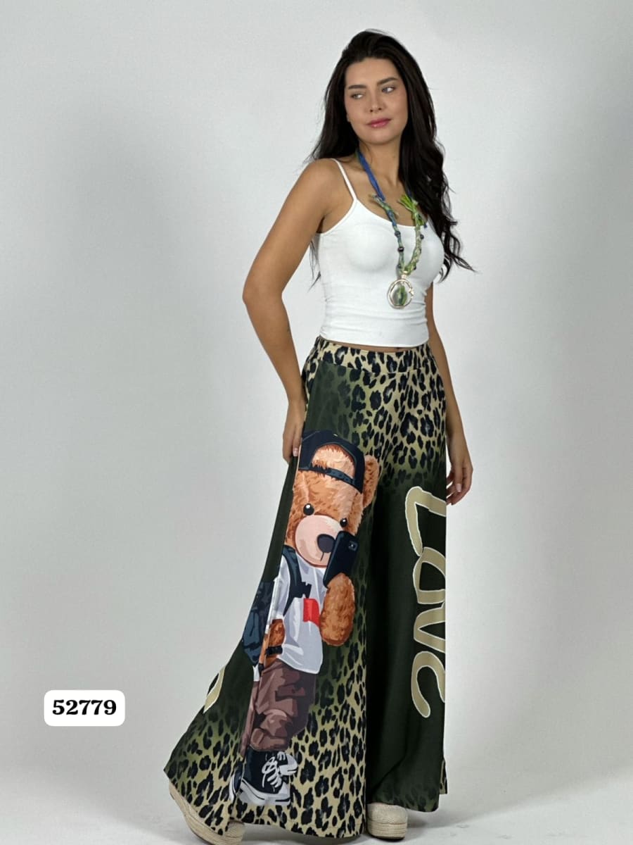 Palazzo Satin Casual Print LOVE A1-4311
