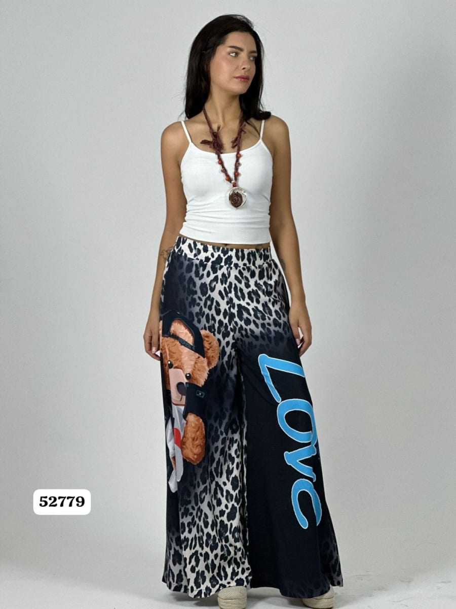 Palazzo Satin Casual Print LOVE A1-432