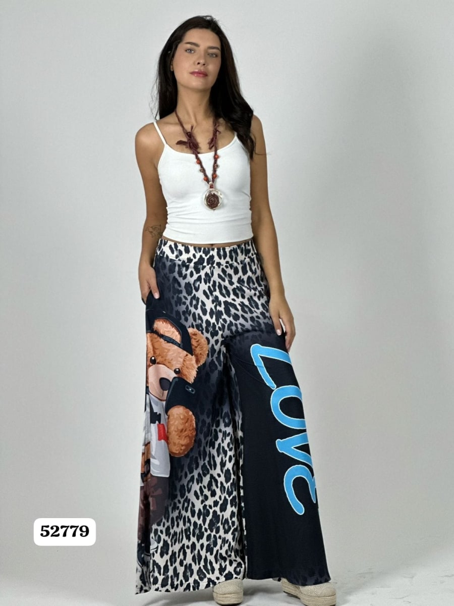 Palazzo Satin Casual Print LOVE A1-431