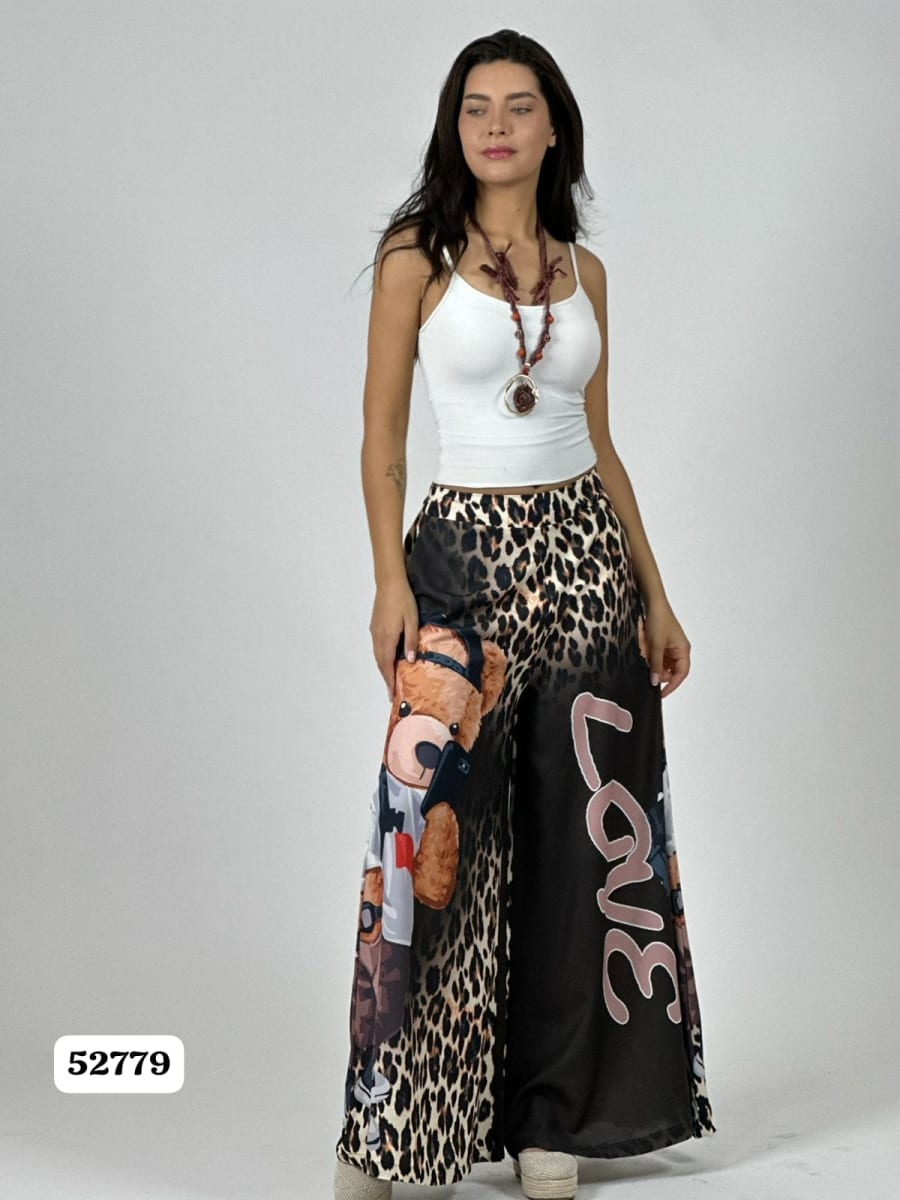 Palazzo Satin Casual Print LOVE A1-434